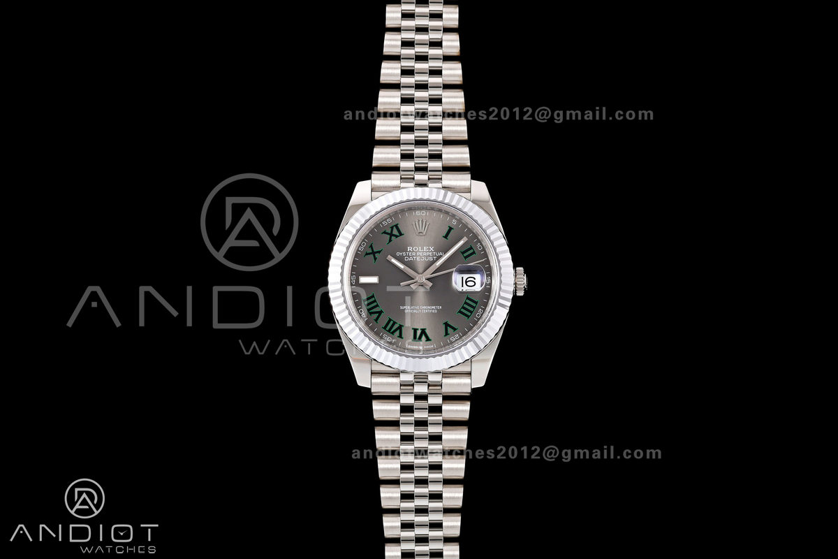 DateJust 41 126334 904L SS RGF 1:1 Best Edition Gray Dial Green Roman on Jubilee Bracelet JH3235 (Free Sprung)